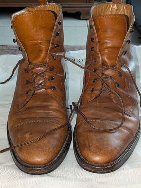 Gucci Tan Leather Lace-Up Ankle Boots US Size 10